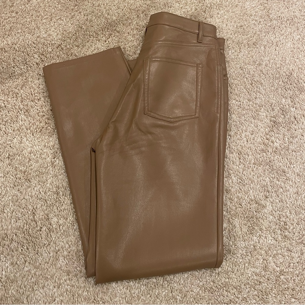 Aritiza Wilfred Melina Tan Faux Leather Pants Size 6
